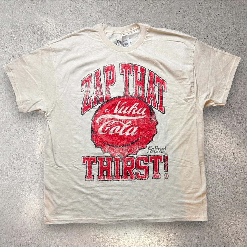 Fallout Nuka Cola Zap That‎ Thirst Graphic T-Shirt XL Ripple Junction Cream New